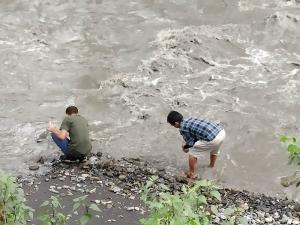 Sample collection at Dzu River